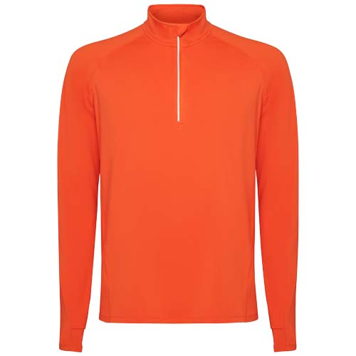 Sweatshirt publicitaire homme demi-zip recyclé et technique Estambul Orange feu